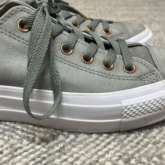 Converse‎ CTAS Clean Lift OX Dark Stucco sage & gold Leather women size 8 - Picture 3 of 10